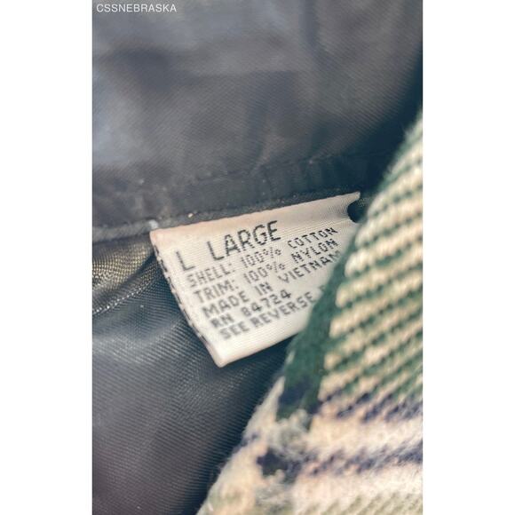 Oversized Green and White Plaid Flannel Men's Shirt, Large - Picture 6 of 9